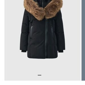 Mackage Black Puffer Coat with Brown Fur Trim